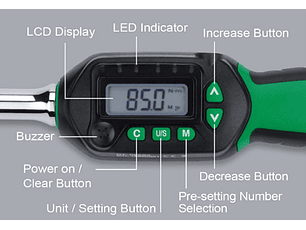 Chave Dinamométrica Digital, Extra Curta, Duplo Sentido TOPTUL