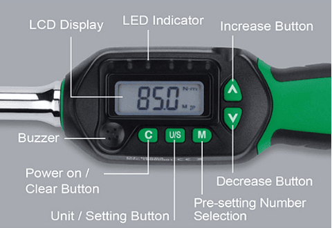 Chave Dinamométrica Digital, Extra Curta, Duplo Sentido TOPTUL