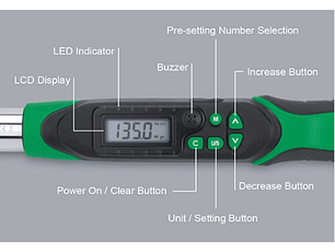 Chave Dinamométrica Intermutáveis Digital, Torque + Angular Duplo Sentido TOPTUL