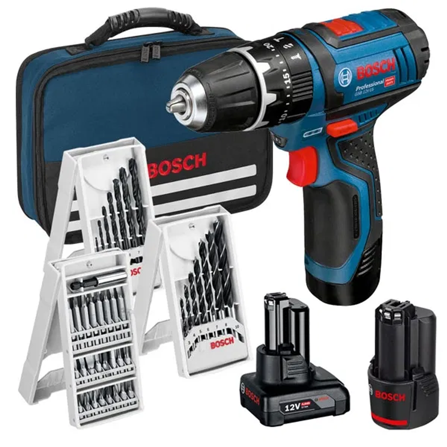 Aparafusadora/Berbequim com Percussão GSB 12V-15 BOSCH + 39 Acessórios 1