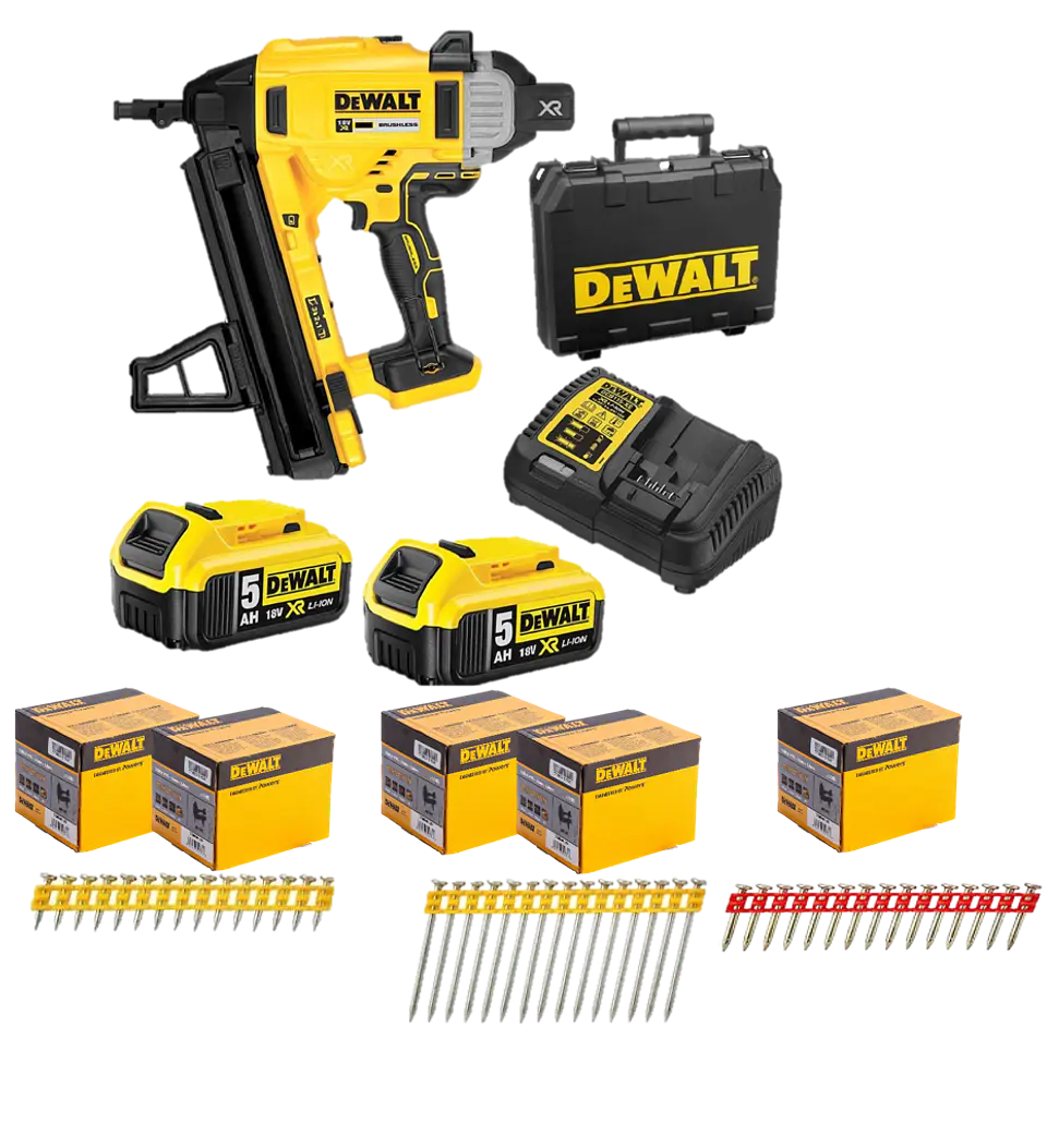 Kit de Maquina de pregar / Pregadora de Betão XR18V DCN890P2  + 5.025 Pregos DCN890 DEWALT 1