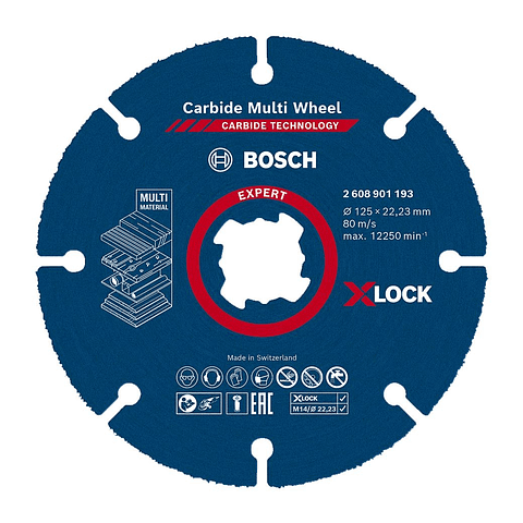 Disco corte X-LOCK 125mm para madeira/multimaterial EXPERT Carbide MultiWheel BOSCH