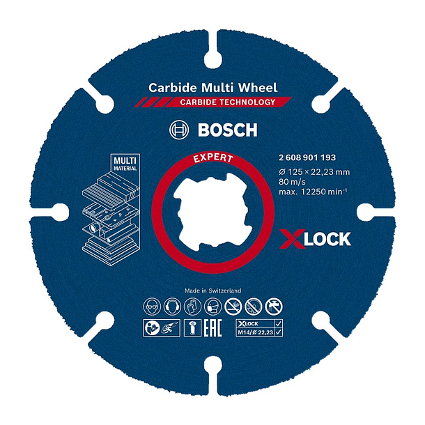 Disco corte X-LOCK 125mm para madeira/multimaterial EXPERT Carbide MultiWheel BOSCH 1