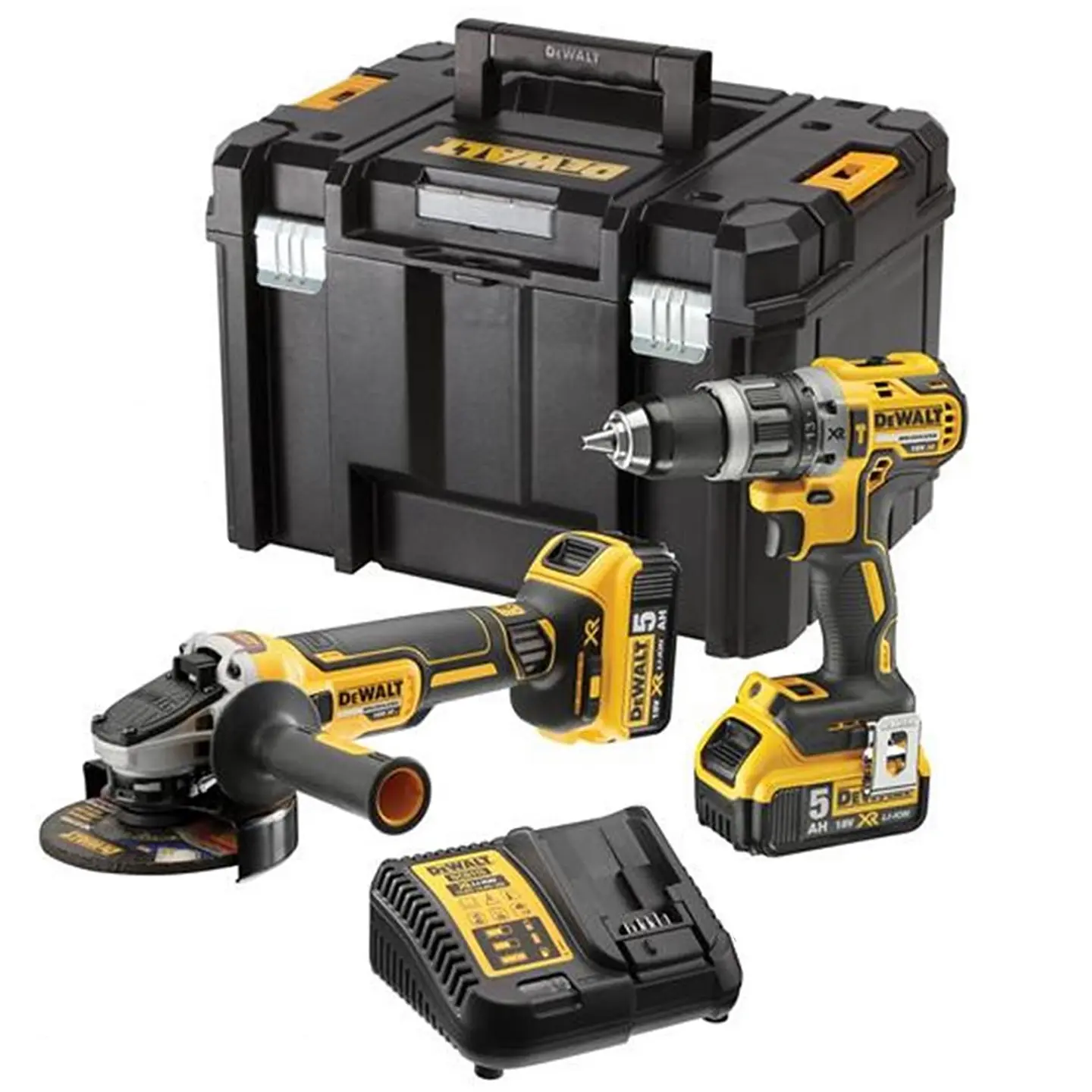 Kit XR18V Berbequim Percussão sem escovas XR18V + Rebarbadora sem escovas 125mm XR18V DCK2080P2T DEWALT 1
