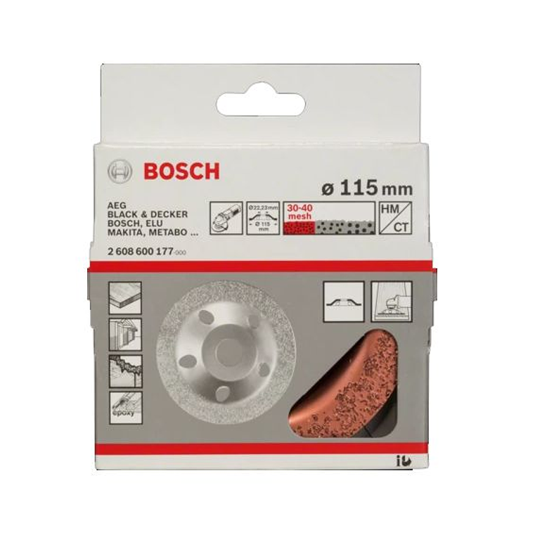 Mó de carboneto 115mm para rebarbadoras pequenas BOSCH 2