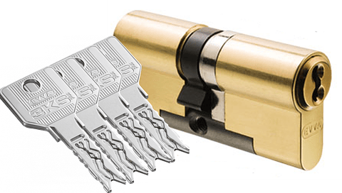 Cilindro de Porta de Alta Segurança 31x36 Latão Polido 3KS EVVA