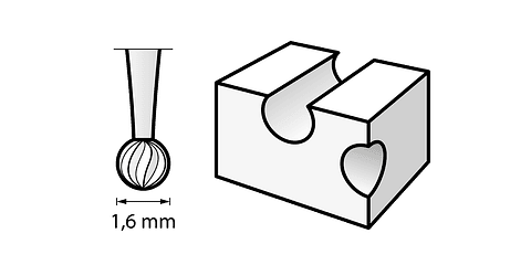 Fresa de gravar de 1,6 mm 3 UNI 106 DREMEL