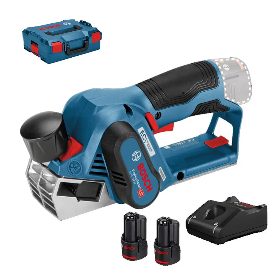 Plaina sem fio 12V GHO 12V-20 + 2 Baterias 12V 3.0Ah BOSCH 1