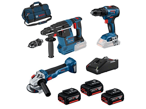 Conjunto Martelo GBH 18V-26 F + Rebarbadora GWS 18V-10 + Aparafusadora GSR 18V-55 BOSCH