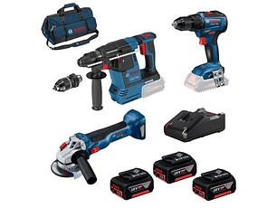 Conjunto Martelo GBH 18V-26 F + Rebarbadora GWS 18V-10 + Aparafusadora GSR 18V-55 BOSCH