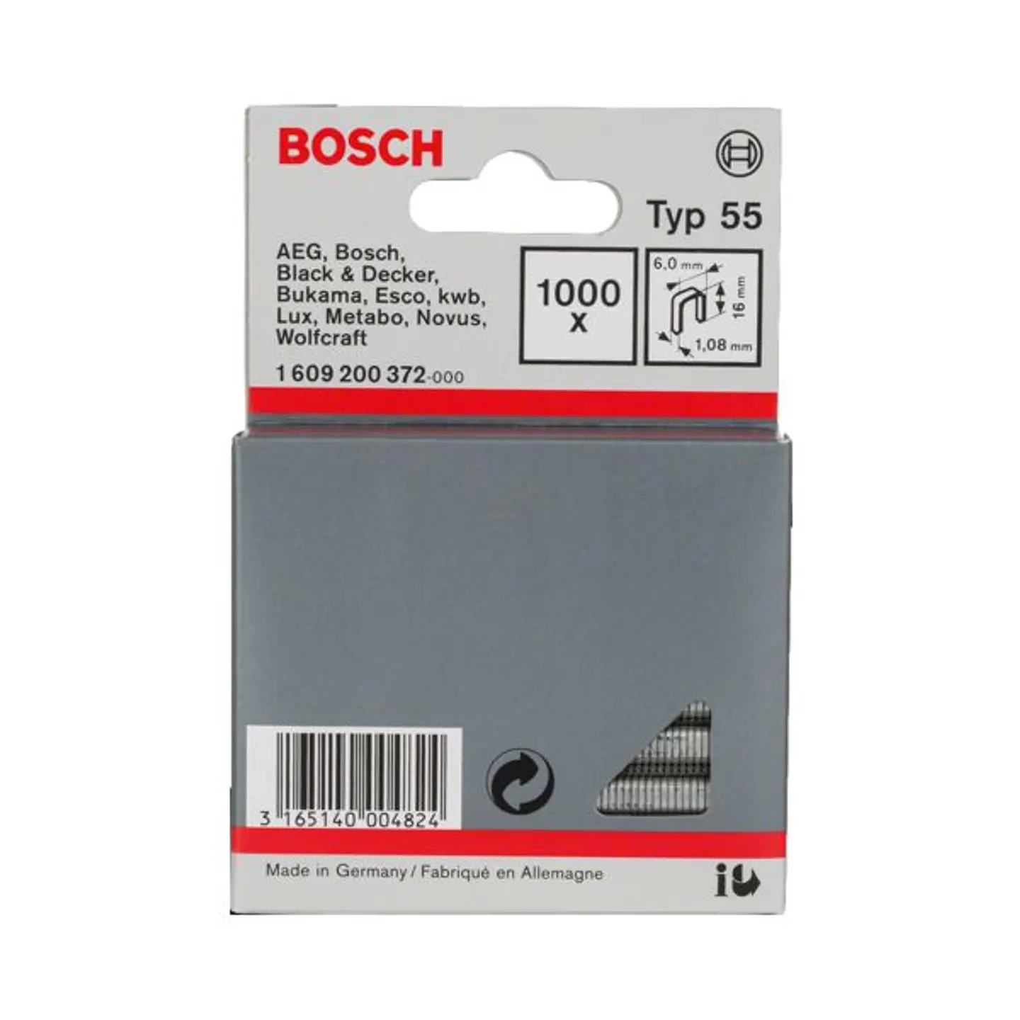 Agrafo de Arame Fino TIPO 55 - 6mm BOSCH (1000 Un.) 2