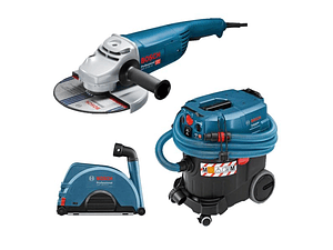 Conjunto Aspirador + Rebarbadora 2200W + Resguardo proteção contra Pó BOSCH