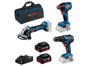 Conjunto de Aparafusadora + Rebarbadora (115mm) + Aparafusadora de Impacto Sem fio BOSCH
