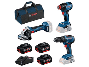 Conjunto de Aparafusadora + Rebarbadora (115mm) + Aparafusadora de Impacto Sem fio BOSCH