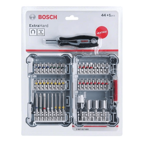Conjunto de pontas de aparafusar e chaves de caixa Extra Hard BOSCH (45 pcs)