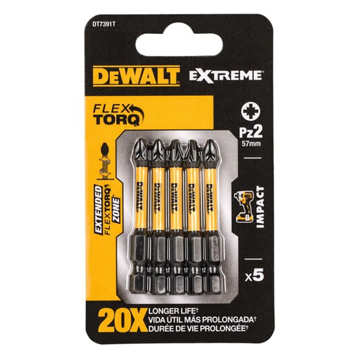 Conjunto 5 Bits Extreme FexTorq PZ 50mm DEWALT 3