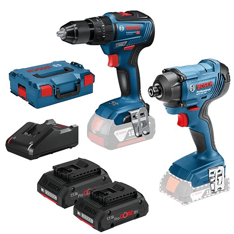 Conjunto Aparafusadora GSB 18V-55 e Aparafusadora de impacto sem fio GDR 18V-160 + 2 Baterias ProCORE18V 4.0Ah BOSCH