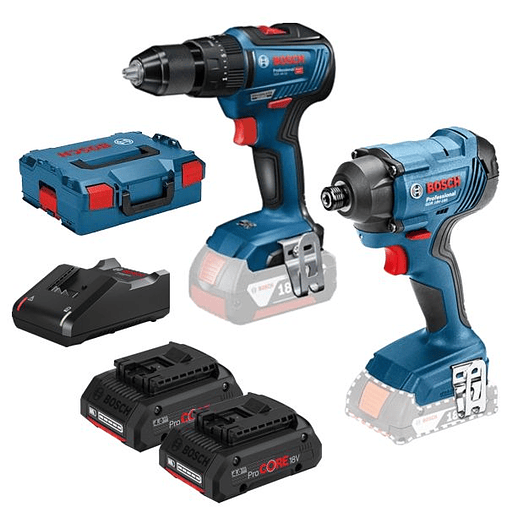 Conjunto Aparafusadora GSB 18V-55 e Aparafusadora de impacto sem fio GDR 18V-160 + 2 Baterias ProCORE18V 4.0Ah BOSCH 1