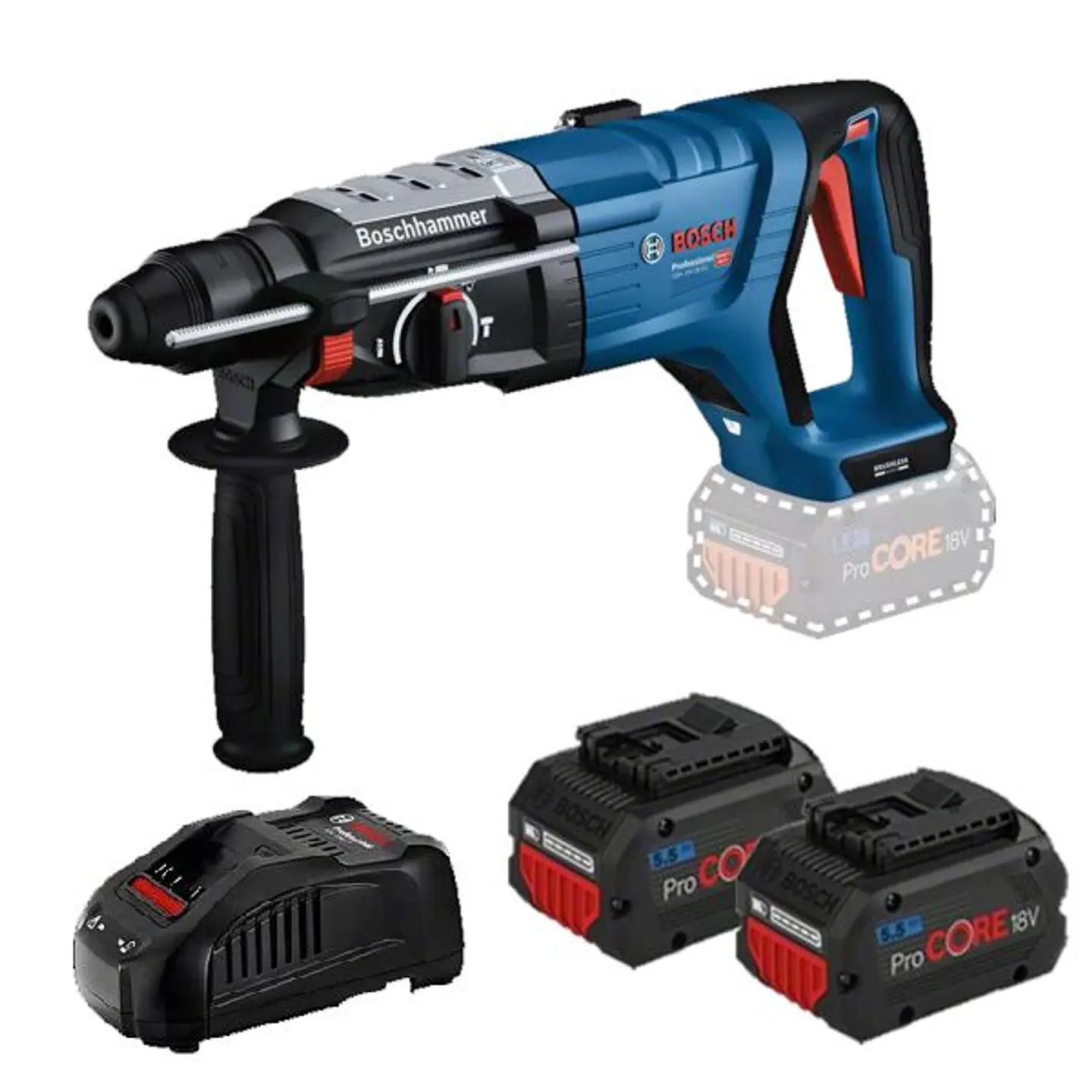 Martelo perfurador sds-plus sem fio GBH 18V-28 DC + 2x ProCORE18V 5.5Ah BOSCH 1