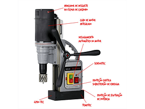 Berbequim com Base Magnética até 40mm 220VEBECO40S+/IC EUROBOOR 