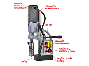 Berbequim com Base Magnética até 50mm 220V EBECO50+/T EUROBOOR