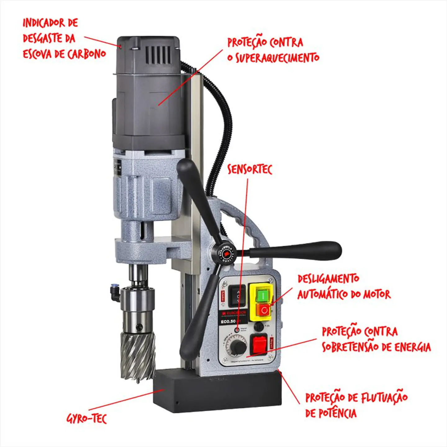 Berbequim com Base Magnética até 50mm 220V EBECO50+/T EUROBOOR 2