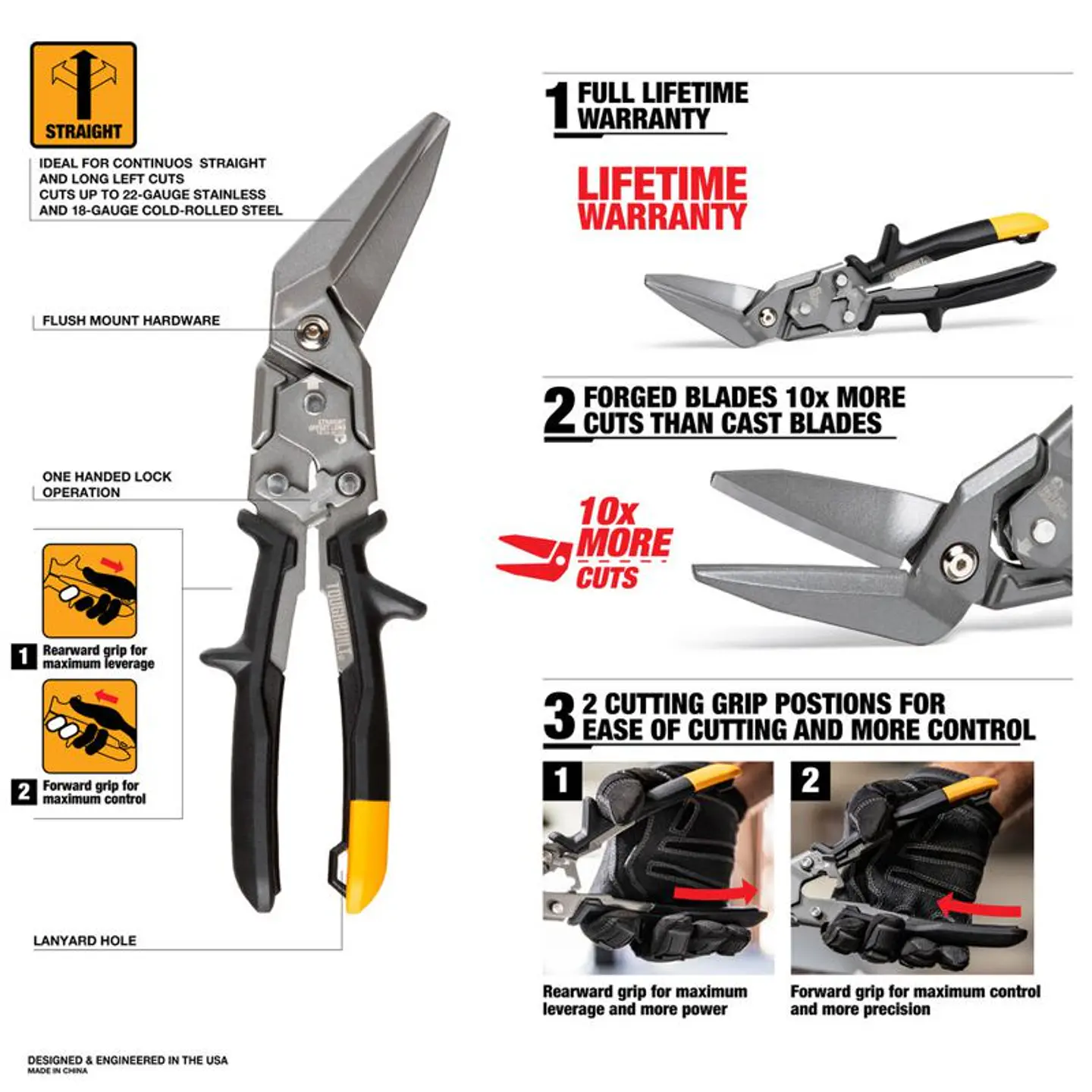 Tesoura de corte chapa inclinada para corte reto largo TB-H4-60-SOL TOUGHBUILT 2