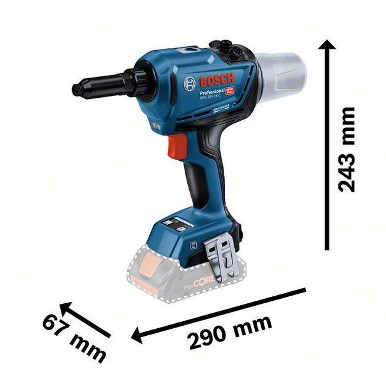 Rebitadora sem fio GRG 18V-16 C + 2x ProCORE18V 4.0Ah + Mala L-BOXX BOSCH 4