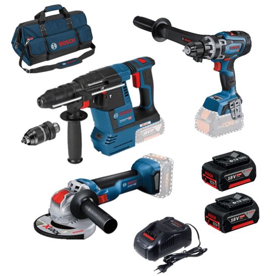 Conjunto GBH 18V-26 F + GSR 18V-150 C BITURBO + GWX 18V-10 (125mm) X-LOCK BOSCH