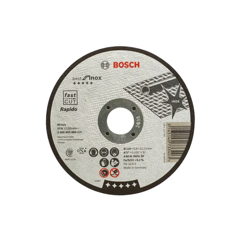 Disco de corte fino Best for Inox (direito) - Rapido: 125 x 0,8mm BOSCH (10 un.)