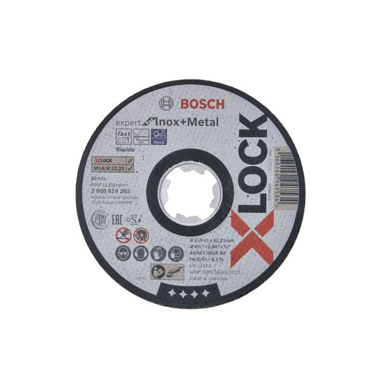 Disco de Corte 115 x 1.0mm X-LOCK EXPERT FOR INOX AND METAL BOSCH 1