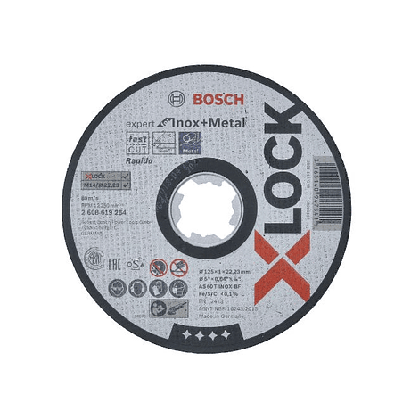 Disco de Corte 125 x 1.0mm X-LOCK EXPERT FOR INOX AND METAL BOSCH