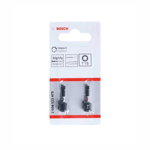 Conjunto de pontas de aparafusar Torx T15x25 Impact Control BOSCH (2 unidades)