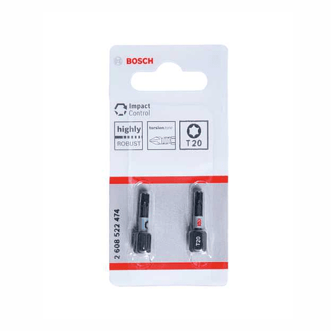Conjunto de pontas de aparafusar Torx T20x25 Impact Control BOSCH (2 unidades)