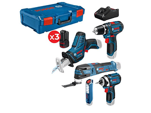 Kit de 5 ferramentas 12V + 3 baterias 2.0Ah + Mala XL-BOXX BOSCH