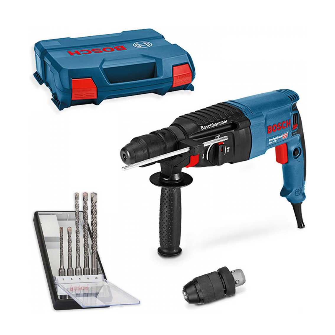 Martelo perfurador SDS Plus GBH 2-26 F + Conjunto 5 Brocas SDS Plus BOSCH