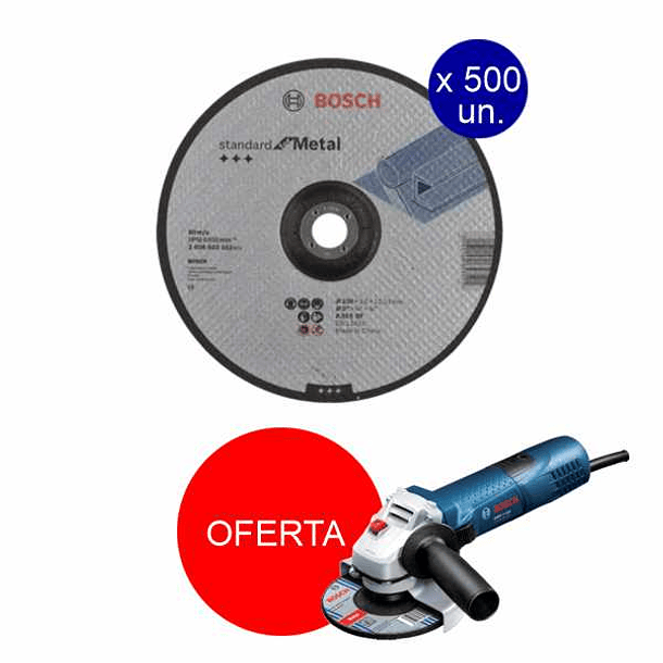 Disco de corte para metal 230x3mm Standard for Metal BOSCH (500 unidades) 1