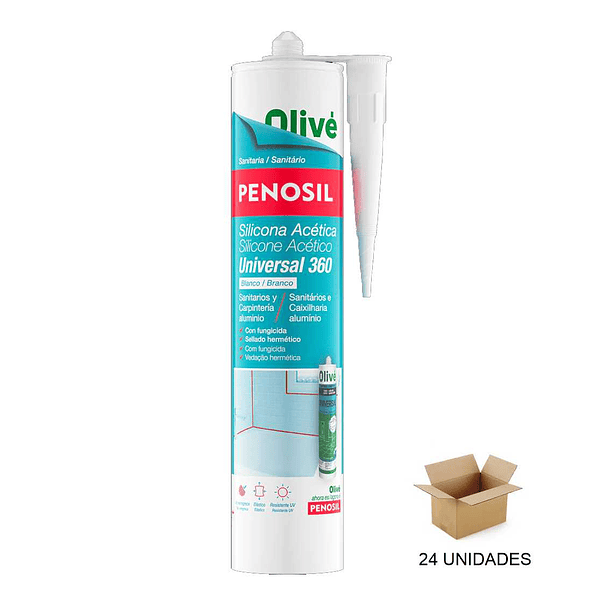 Silicone Acético Universal 360 Sanitário com Fungicida (280 ml) OLIVÉ / PENOSIL 3