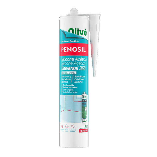 Silicone Acético Universal 360 Sanitário com Fungicida (280 ml) OLIVÉ / PENOSIL 1