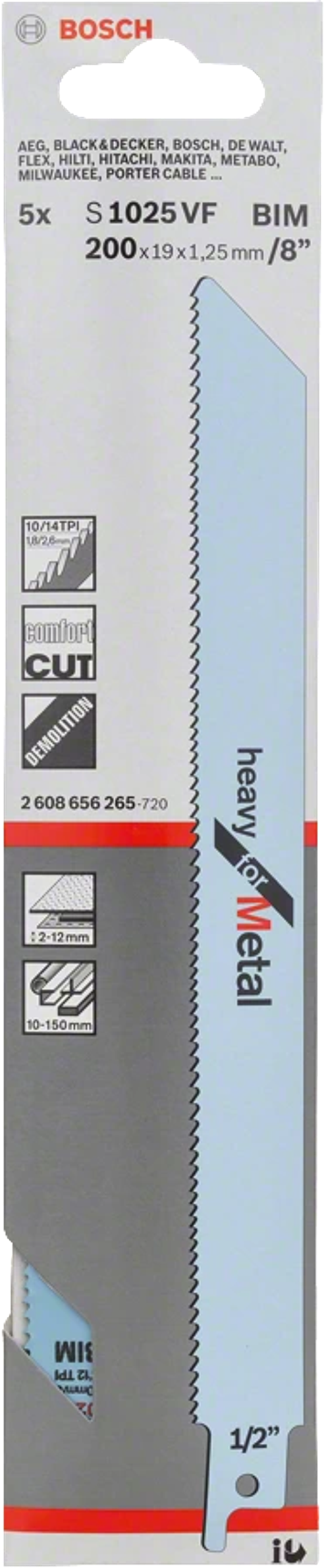 Lamina de Serra Sabre S 1025 VF Heavy for Metal BOSCH (5 un.)