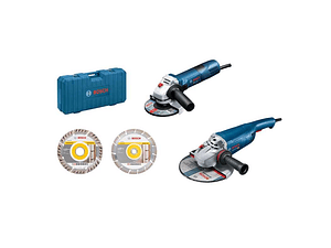 Conjunto Rebarbadora grande GWS 22-230 J + rebarbadora pequena GWS 7-125 + 2 Discos Diamante BOSCH