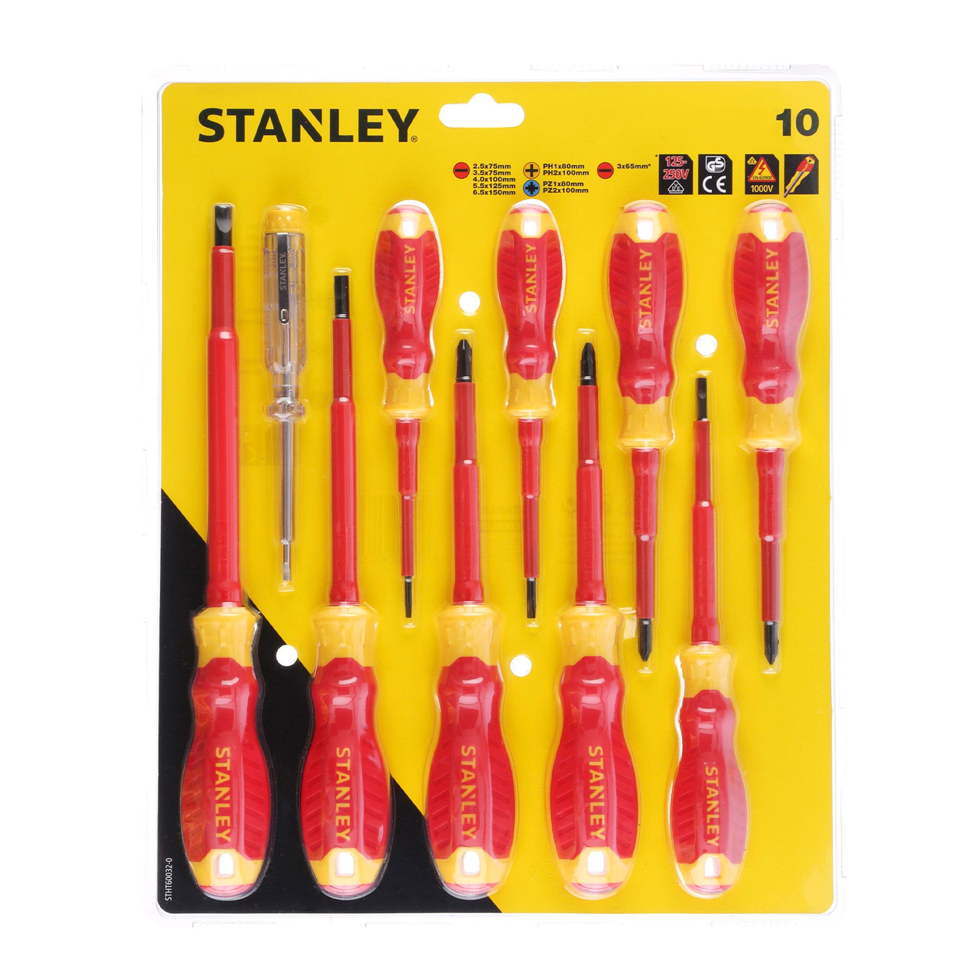 Jogo de 10 Chaves de Fenda+PZ+PH Isolados STHT60032-0 CUSHION-GRIP STANLEY