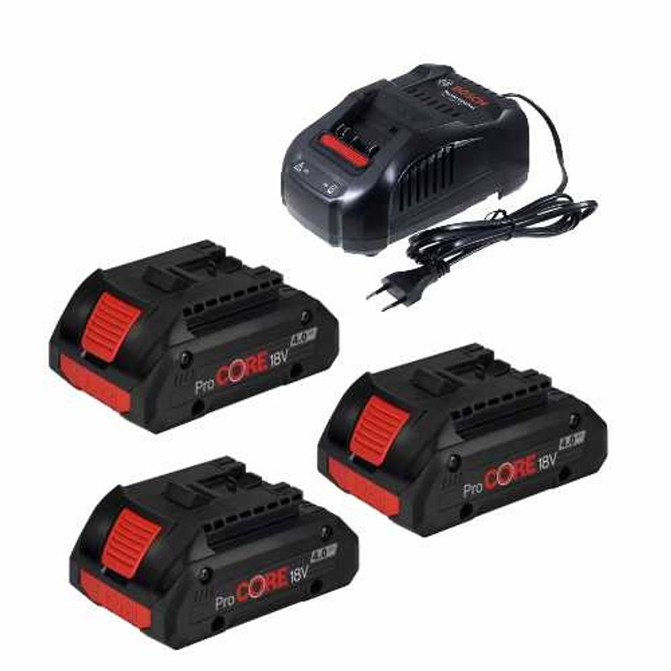 Conjunto 3 baterias ProCORE 18V 4.0Ah e carregador GAL 1880 CV BOSCH 1