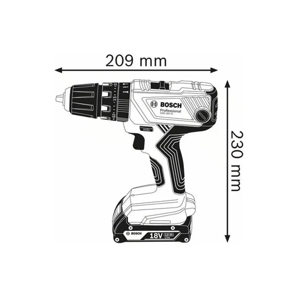 Aparafusadora/Berbequim com percussão sem fio GSB 18V-21 + 2 baterias GBA 18V 2.0Ah + SET 63 Acc BOSCH 2