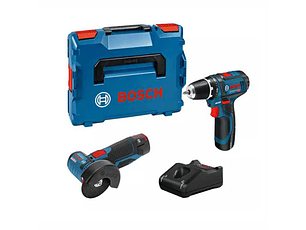 Kit de 2 ferramentas de 12V: GSR 12V15 + GWS 12V-76 + 2 Baterias 2.0Ah + Mala L-BOXX BOSCH