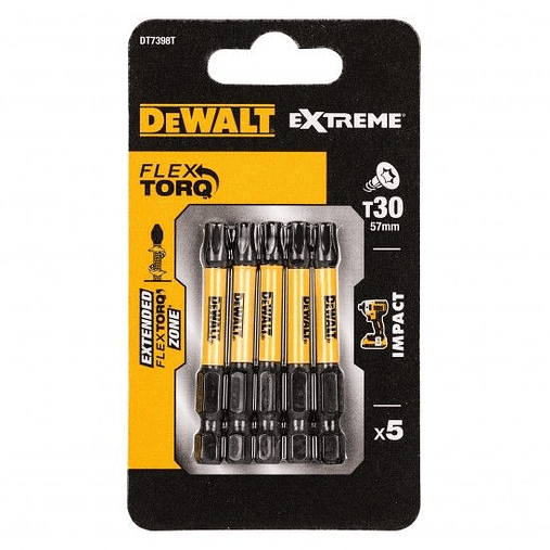 Pontas de aparafusar de impacto TORX T30x57mm (5 UNIDADES)  DT7398T DEWALT 1