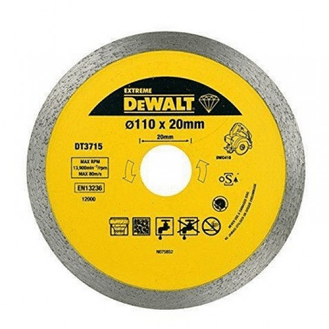 Disco de diamante para porcelana/pedra seco/humido 110x20mm DT3715 DEWALT