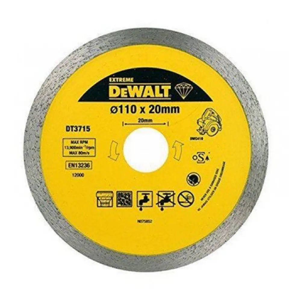 Disco de diamante para porcelana/pedra seco/humido 110x20mm DT3715 DEWALT 1