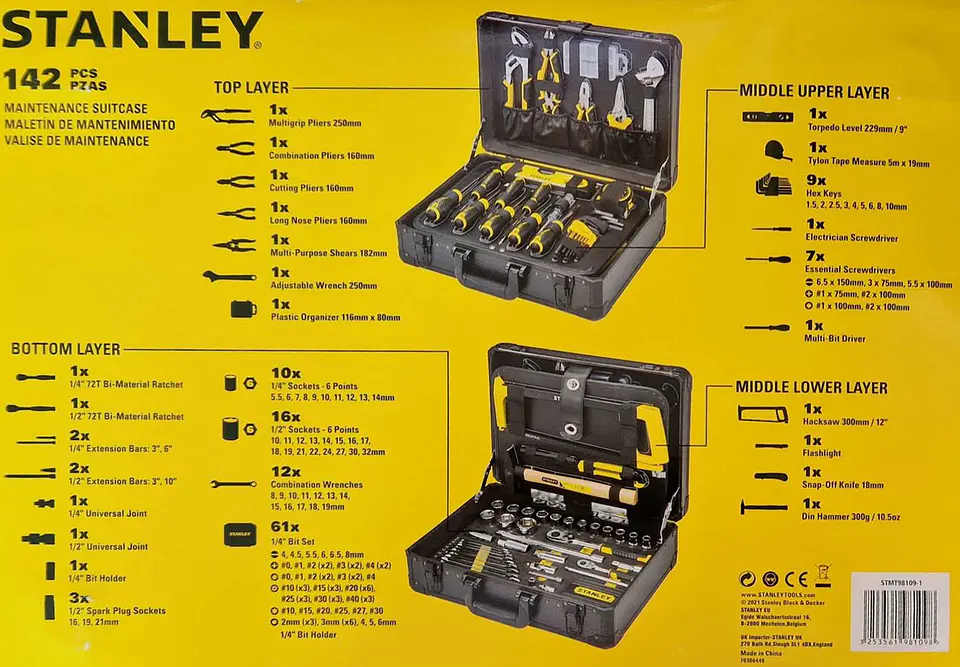 Mala de ferramentas de manutenção com 142 peças STMT98109-1 STANLEY 3