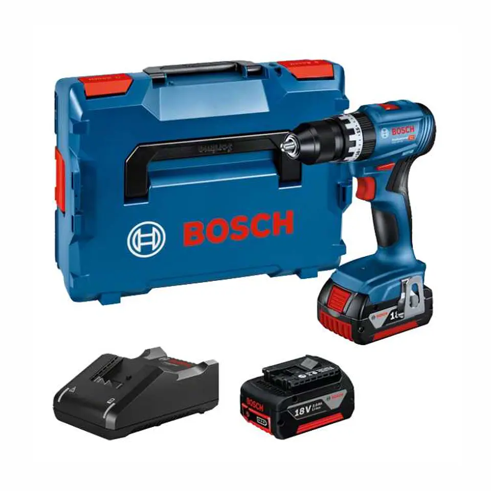 Aparafusadora/Berbequim com percussão sem fio GSB 18V-45 + 2 Baterias 18V 3.0Ah + Mala L-BOXX BOSCH 1